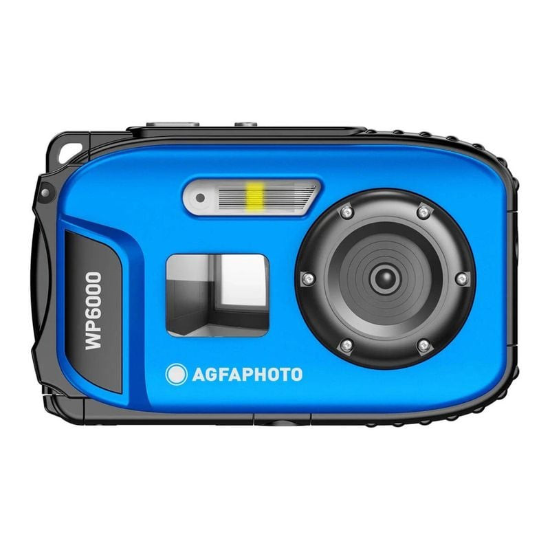 Packshot de l'appareil photo étanche AGFA PHOTO REALISHOT WP6000 BLEU, vue de face sur fond blanc