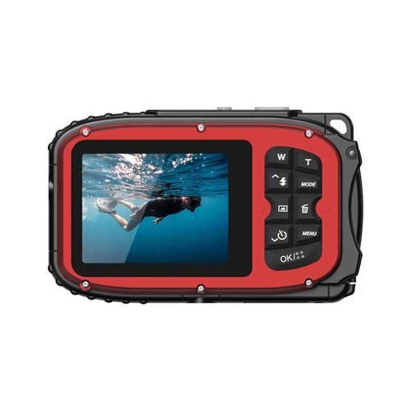 Vue arrière de l'AgfaPhoto Realishot WP6000, écran LCD 2,4 pouces, photo sous-marine et boutons de c