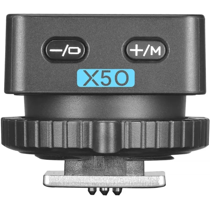 Vue de face du module de griffe magnétique Godox X5-O avec étiquette X5O et boutons d'alimentation e