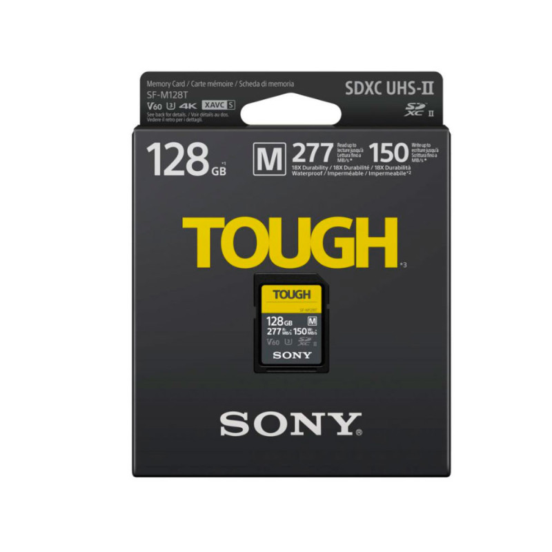 SONY SD SERIE M TOUGH UHS-II 128GB CL 10 V60 (jusqu'à 277MB/S en lecture et 150MB/S en écriture)